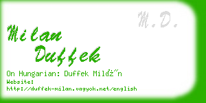 milan duffek business card